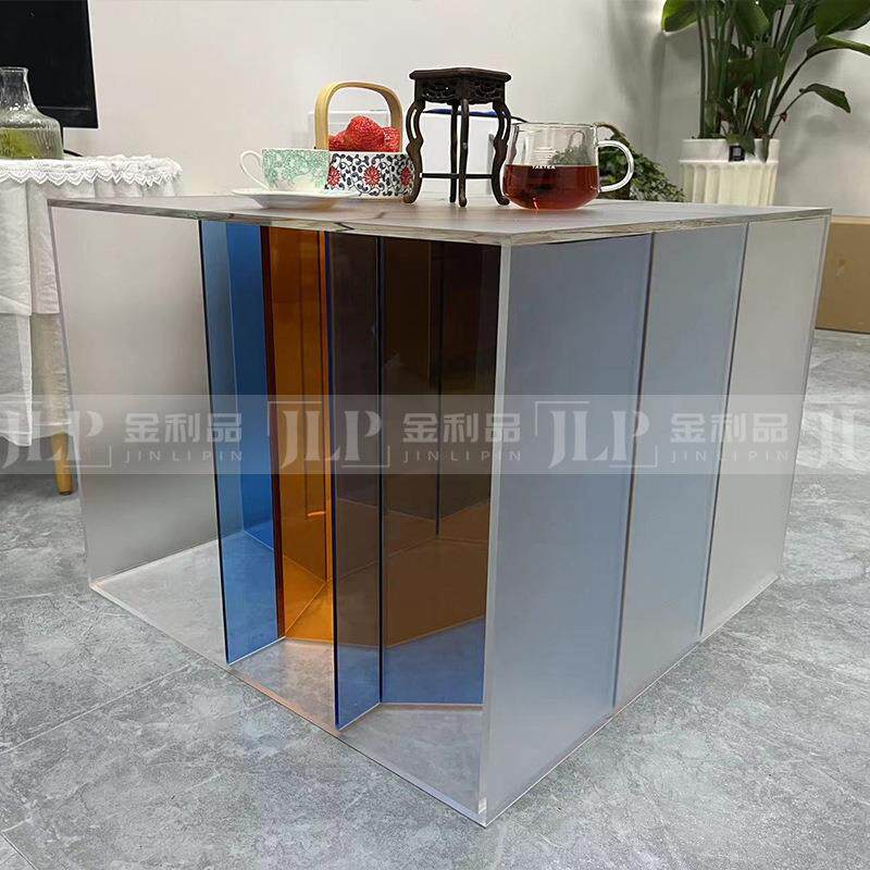 北欧简约亚克力茶几创意时尚茶几现代小方桌洽谈咖啡桌磨砂茶几