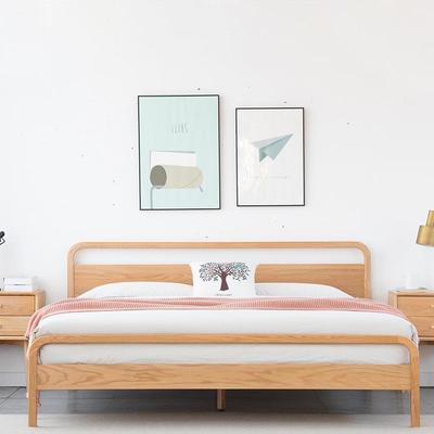 余弦家具北欧全实木橡木床简约1.8米1.5米双人床小户型卧室家具