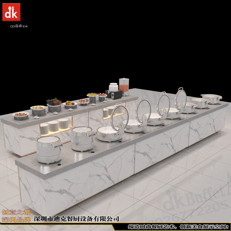 独具特色的自助餐台定制 国外餐馆酒店带灯移动布菲台 西餐保温台