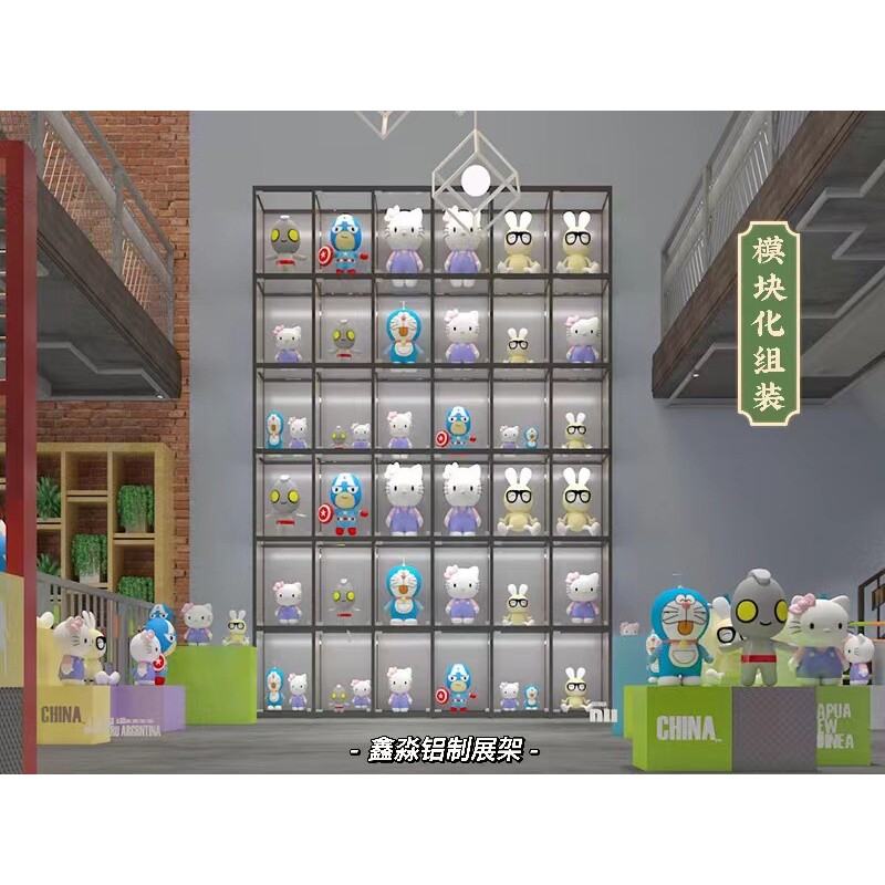 背景博古架屏风隔断展示柜展厅样品玻璃柜台手办模块玩具展架乐高
