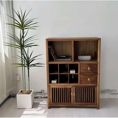 胡桃木落地式实木展示架小型多宝阁博古架茶杯茶具置物架收纳柜