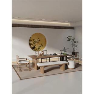 接待区喝茶桌 侘寂风原木大板泡茶桌椅组合简约家用办公室茶台新款