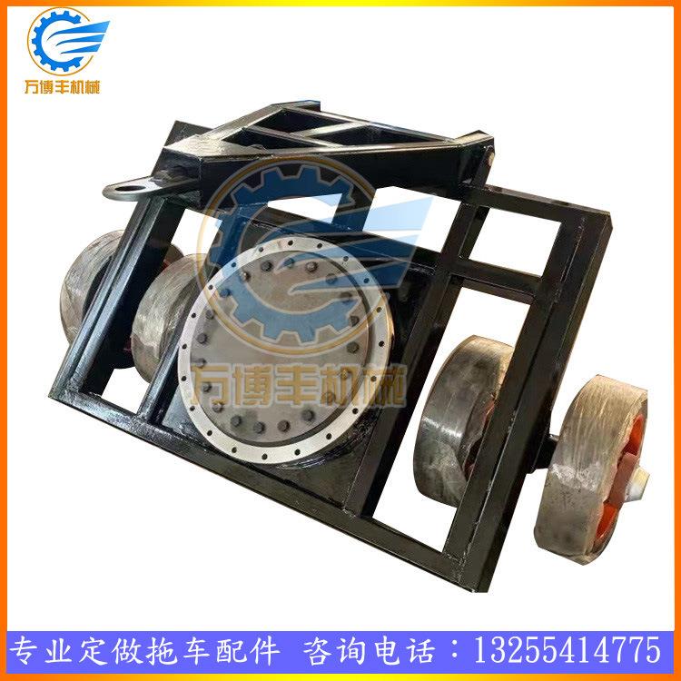 牵引平板拖挂车重型拖车房车底盘配件压配实心轮胎锰钢转盘牵引杆