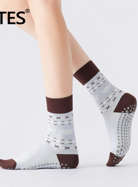 MTES瑜伽袜子防滑专业女普拉提专用袜子费尔岛系列新款中筒训练袜