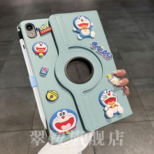 卡通叮当猫360度旋转皮套支架适用小米平板7 6Pro平板壳5Pro12.4寸笔槽SE11英寸Pro12.1寸硬壳 7Pro保护套6