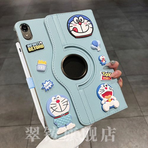 卡通叮当猫360旋转支架适用2024新款华为matepad11.5S保护套SE11寸活力版V6平板7荣耀X9防弯X8Pro防摔Air11.5