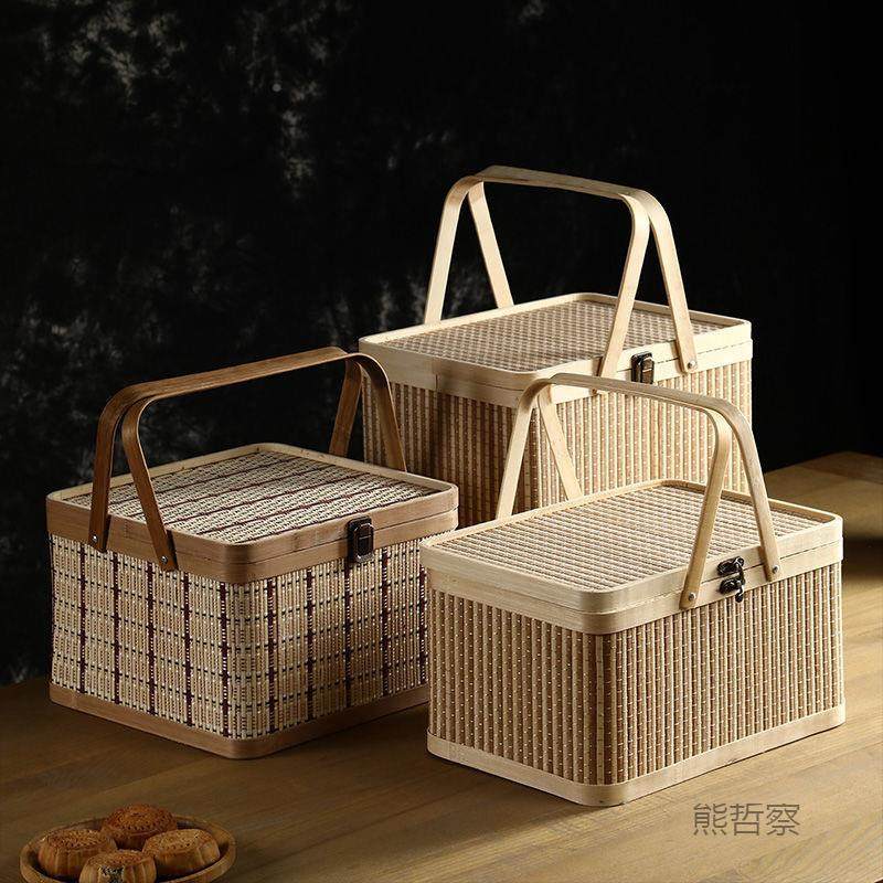 竹子编带盖长形竹篮SnfBA4Qh子手提满手工编织年货礼盒方新款天星,特色手工艺,竹编/竹雕,淘宝优惠券,粉丝福利购,淘宝优惠卷