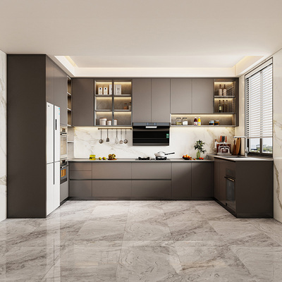 索菲亚不锈钢橱柜整体厨柜厨房家用不锈钢台面钢木防污台面尼兰