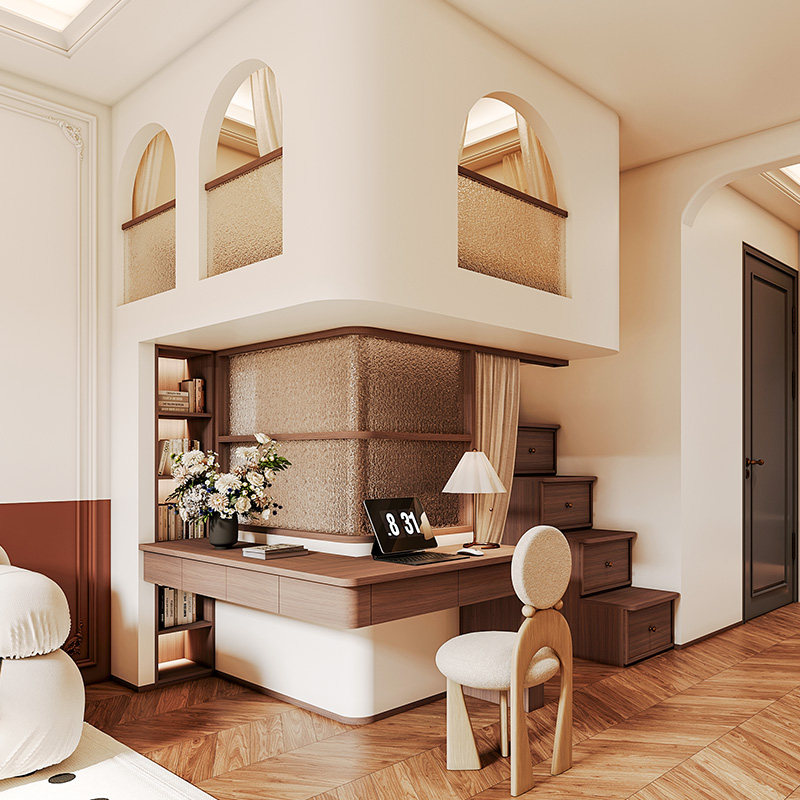 索菲亚儿童房空间定制榻榻米全屋定制小众装修温馨衣柜床一体