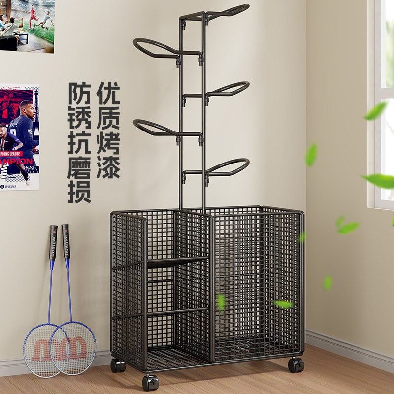 家用大容量e运动健身器材置物架落地带轮可移动储物架瑜伽垫收纳