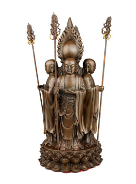 纯黄铜地藏王菩萨摆件九华山x四面地藏王家居客厅供奉办公桌装饰