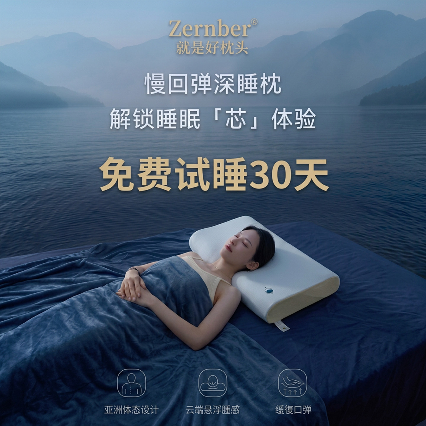 zernber记忆棉枕头深睡慢回弹零压力护颈椎助睡眠学生宿舍枕芯
