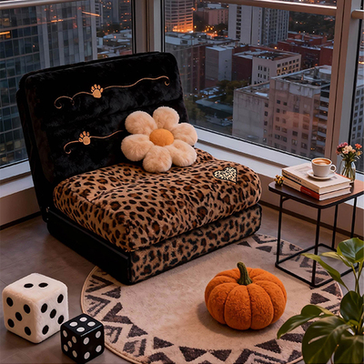 豹纹沙发可折叠多功能阳台客厅