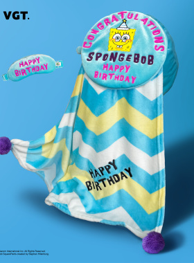 正品比奇堡海绵宝宝生日蛋糕沙发毯子抱枕毯子情人节送人生日礼物