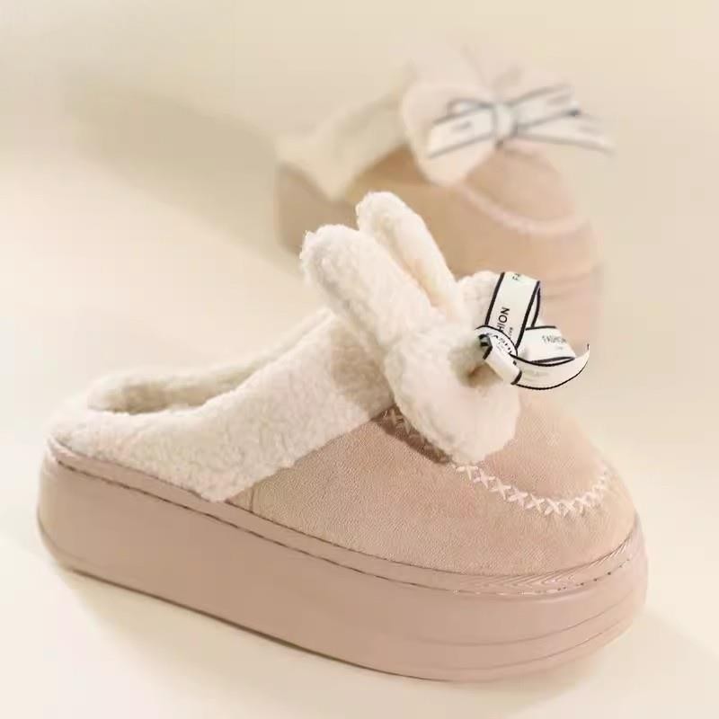 外穿松糕厚防滑棉拖鞋女秋冬软季内底高增跟防滑保（随机五暖底毛