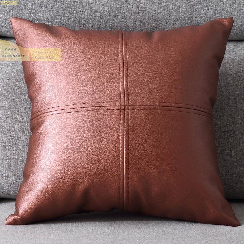 2025轻默认V6OK现代皮软奢皮PU彷真皮沙发汽靠垫靠枕抱枕腰枕质枕