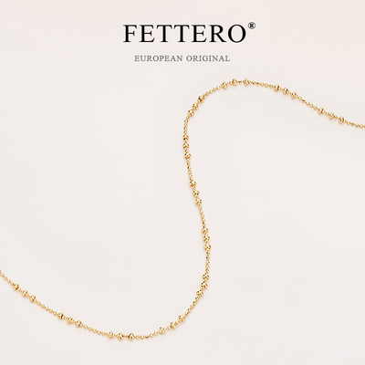 fettero简约金色扁珠切面珠子颈链男女同款时尚项链经典锁骨链潮