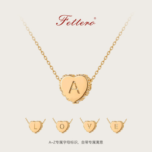 轻奢精致金色微镶字母项链女款