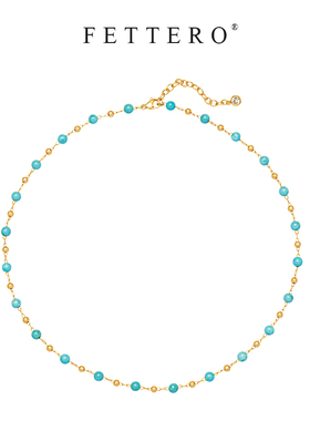 fettero金色松色磨砂球颈链