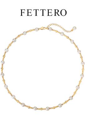 fettero铜合金项链 【金色银色3比1批花球锁骨链】法式轻奢气质