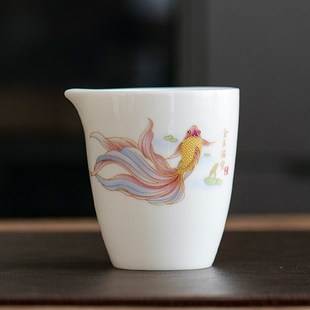德化白瓷公道杯家用单个分茶器公杯防烫功夫茶具陶瓷茶海匀杯配件