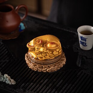 饰品茶具配件 牛转乾坤变色茶宠摆件招财生肖牛精品可养茶玩茶盘装