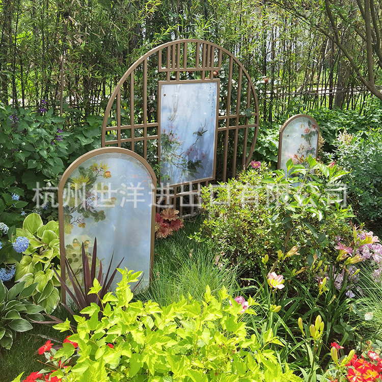 户外园林不锈钢景观小品山水动植物画屏风架子