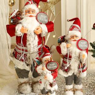 christmas圣装饰圣诞老人公诞仔场大玩偶摆店件酒橱窗商场景156布