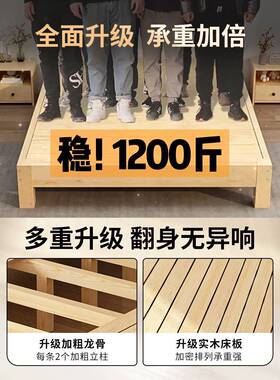 济实木床LQP1.5床架双人床经型现代简约1.米m8出租房简易单人床1.