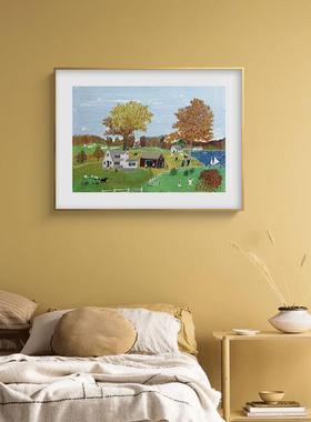 272西奶奶挂画清新风G景田园randmaM头oses绘油画摩卧室床装饰画