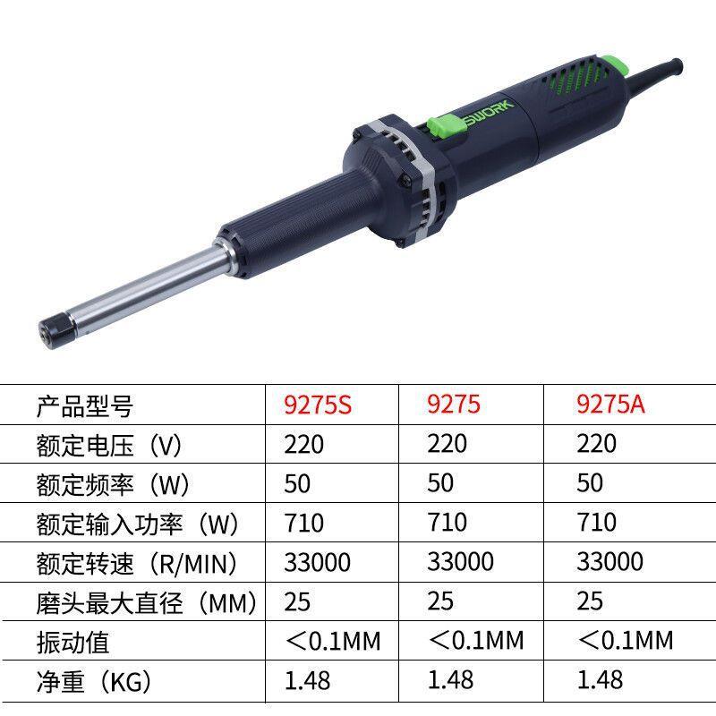 SWORK索沃克重载直磨机710W大功率9725S/9725加长后开关磨光机