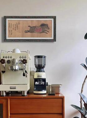 六骏图唐客复古26403中式房挂画国潮厅卧室背景马装饰画书实木朝