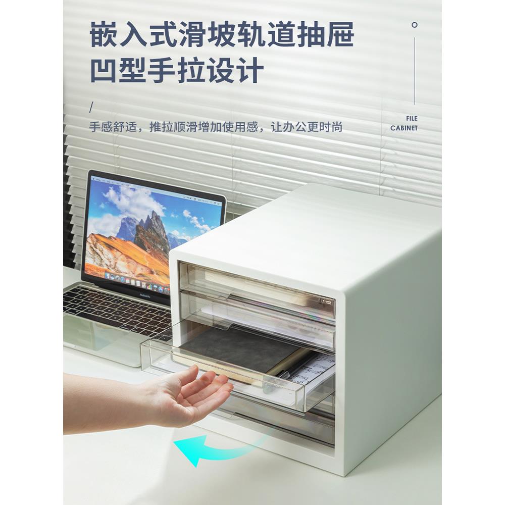 PB100桌面文件柜5层塑料抽屉式透明a4资料分类整理收纳箱