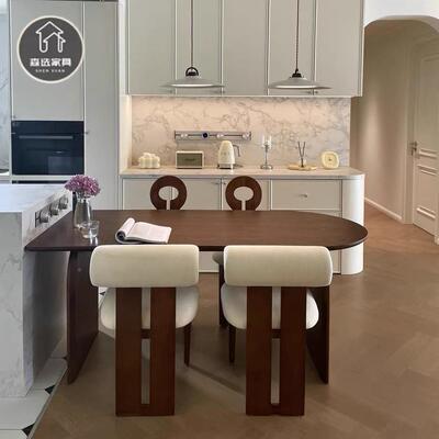 森选轻组法式实木靠桌椅合森选2025岛台桌中古风小户型墙吃饭桌子