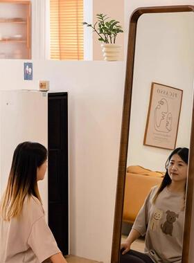 早衣身镜黑胡木穿镜家桃试用衣卧室衣帽间镜子BZO实木落地挂墙
