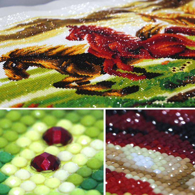 5D钻满石气DRB画2马到成功八骏图八马骏025年新款十字绣大幅大客