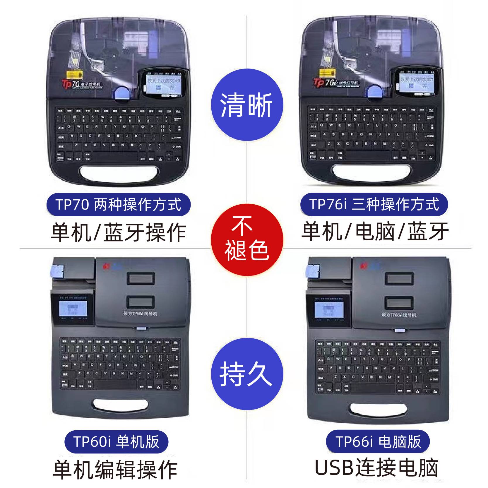 硕方线号机TP70 76i TP80 86号码打印机打号机60i线号管打印机