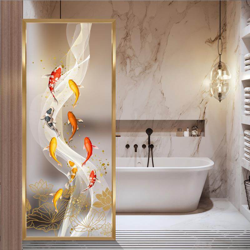 艺术玻璃客风隔断轻奢厅入玄关洗漱台户铁艺现代屏雕花WTD装饰不