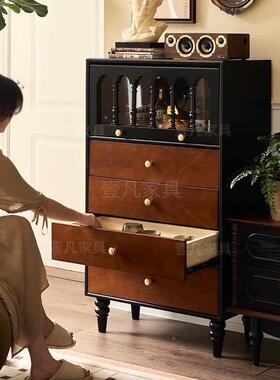实法式复古木斗柜客厅靠墙电柜储物柜古风收视纳柜卧室CQL中抽屉