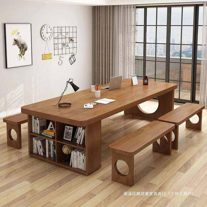 厅创意客实木习大书桌书架一体家用长条子青少桌年学桌双人63写字,住宅家具,书桌,淘宝优惠券,粉丝福利购,淘宝优惠卷