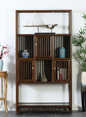 新中式实木18957色置古架简约现代客厅隔断博柜胡桃多宝书架展示