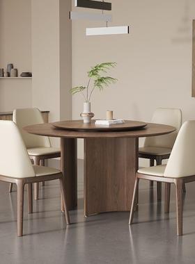 复实圆餐桌椅组合用木小户型带转盘圆形饭JFC古桌家北