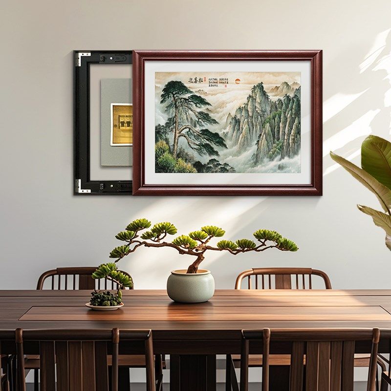 富春山居图新中式入户电表箱装饰画2025新款遮挡电闸盒山水画挂画,家居饰品,现代装饰画,淘宝优惠券,粉丝福利购,淘宝优惠卷