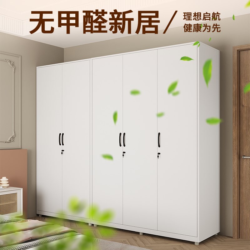 双门衣柜家用铁皮简易卧室杂x物储物柜子儿童铁艺衣橱客厅金属收