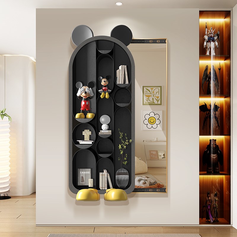 轻奢米奇卧室f推拉式全身镜入户玄关装饰画暗藏式穿衣镜隐形镜子