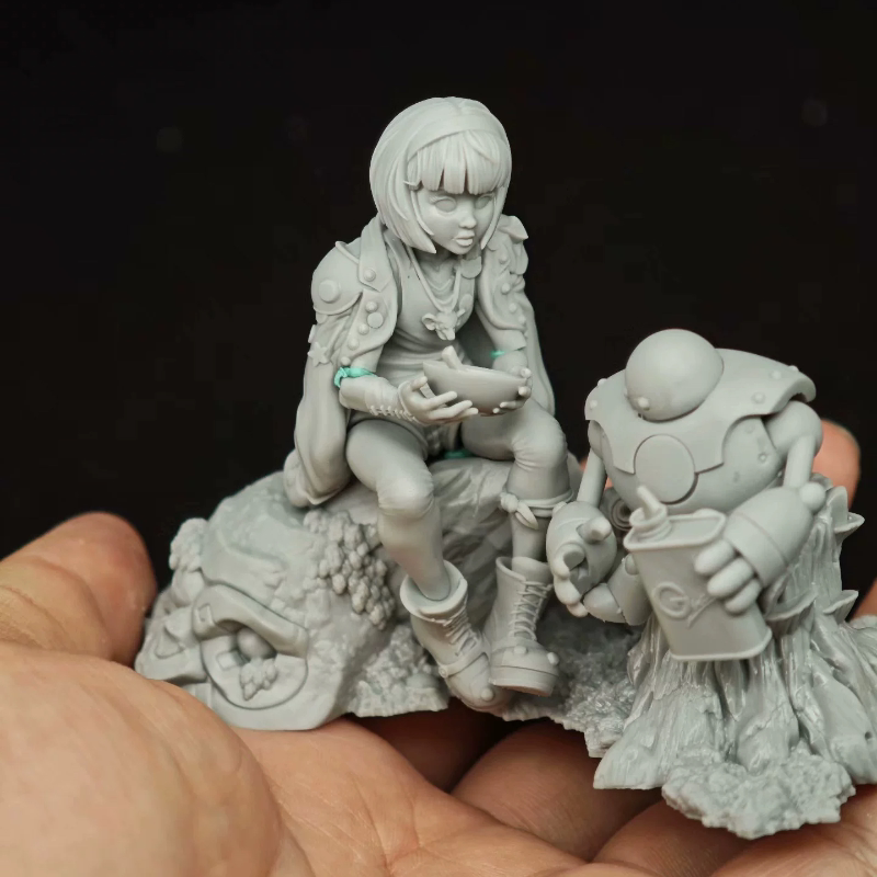 微缩模型 雕像 小女孩与机器人