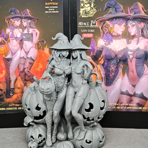 微缩模型 雕塑 gk  万圣节魔女姐妹花 普利温可和基蒂 24年万圣节