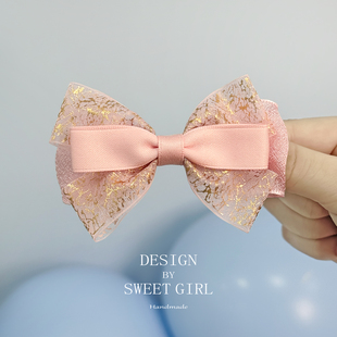 【3件8折】粉色女童漂亮头饰儿童蝴蝶结发夹2026新款女孩公主发饰