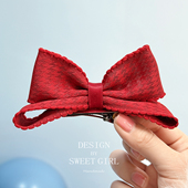 2026新款 3件8折 女孩蝴蝶结发夹红色儿童公主头饰宝宝新年发饰