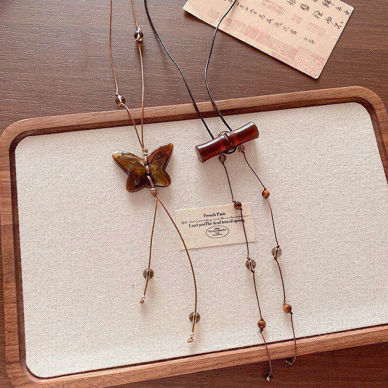 日常女长款毛衣链百搭挂脖国风木质民族风小众项链新中式配饰复古